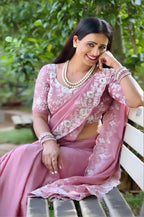 Teeya Creation New Womens Trendy Stylish Embroidered Work Saree-Beige | Grocsy
