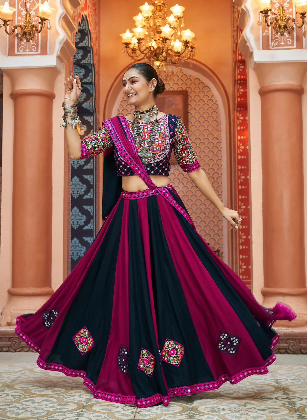 AI Fashion Multi Color Viscose Rayon Designer Navratri Lehenga Choli Collection | Grocsy