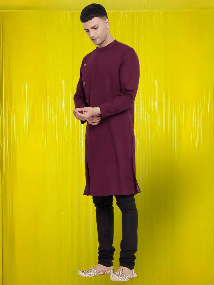 Even Apparels Pure Cotton Maroon Asymetrical Kurta - Maroon | Grocsy