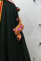 Green Viscose Rayon Thread Embroidered Navratri Lehenga Choli with Dupatta - Raas | Grocsy