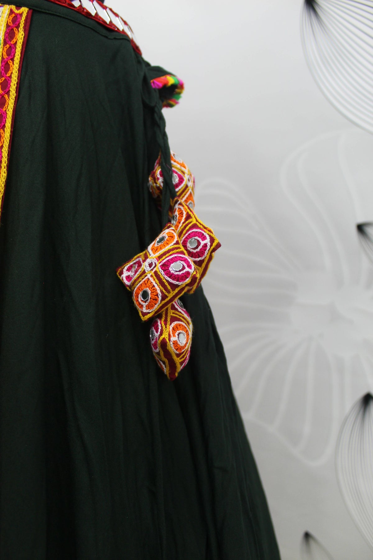 Green Viscose Rayon Thread Embroidered Navratri Lehenga Choli with Dupatta - Raas | Grocsy