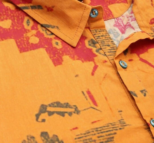 Mustard Men Pure Cotton Relaxed Opaque Printed Casual Resort Shirt - Mahotsav | Grocsy