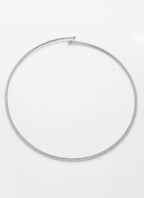 NVR Women's Silver-Toned CZ-Studded Choker Necklace | Grocsy
