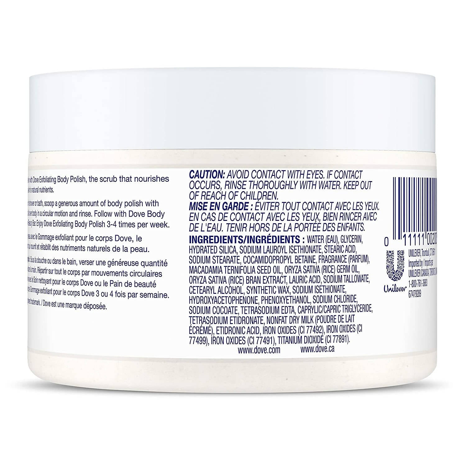 Dove Crushed Macadamia & Rice Milk Moderate Exfoliating Body Scrubating Body Polish Scrub | Grocsy