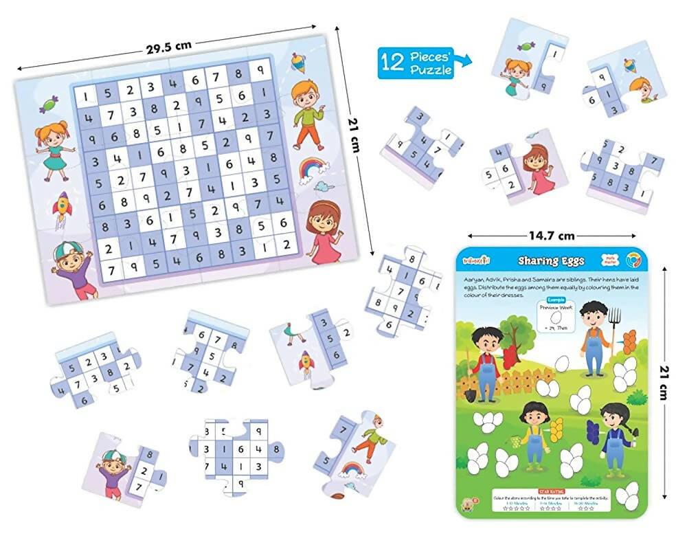 Braintastic Educational Game: Math Master (6-99 Years) Write & Wipe Reusable Activity Sheets with Free Puzzle for Kids | Grocsy