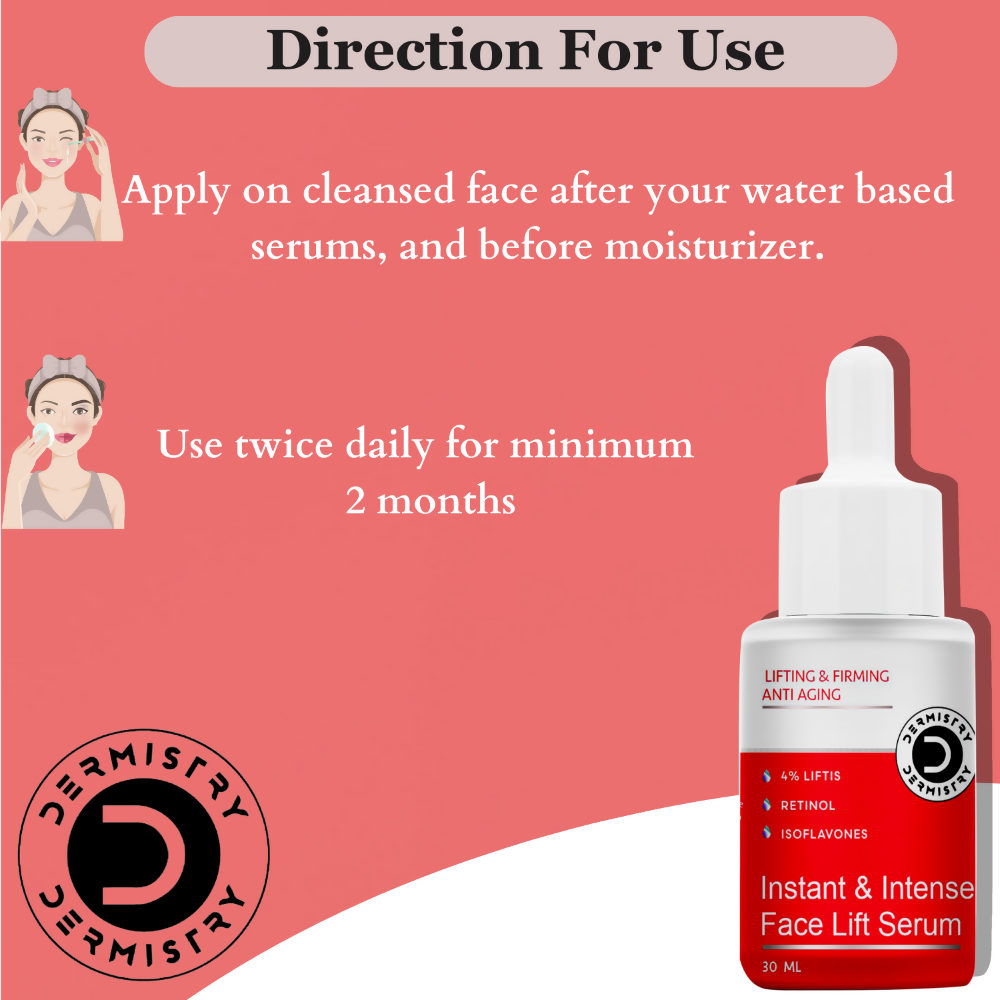 Dermistry Instant Intense Anti Aging Lifting Firming Face Serum Retinol Hyaluronic Acid for Wrinkles | Grocsy
