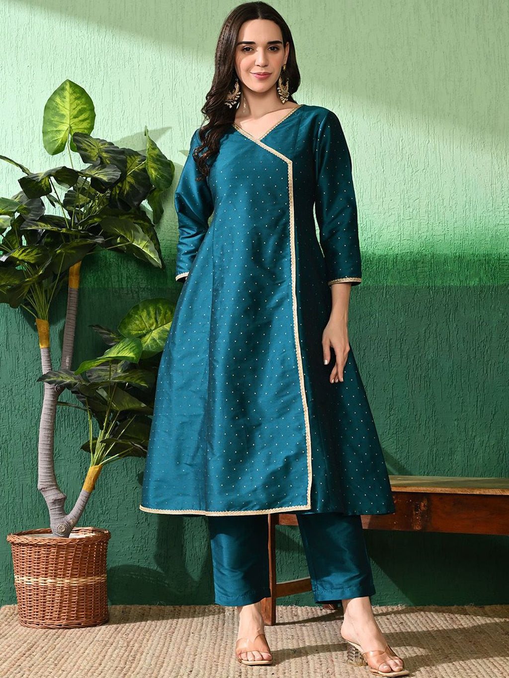 Sangria Printed A-Line Kurta With Trouser | Grocsy