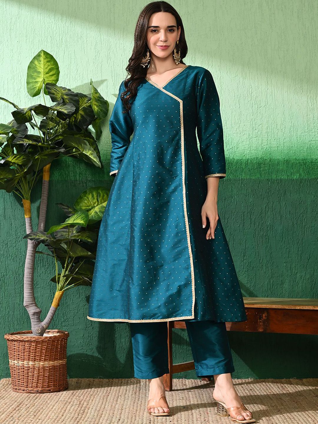 Sangria Printed A-Line Kurta With Trouser | Grocsy