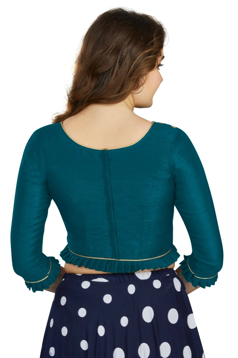 Aastha Fashion Women's Teal Art Silk Designer Party Wear Readymade Blouse | Grocsy