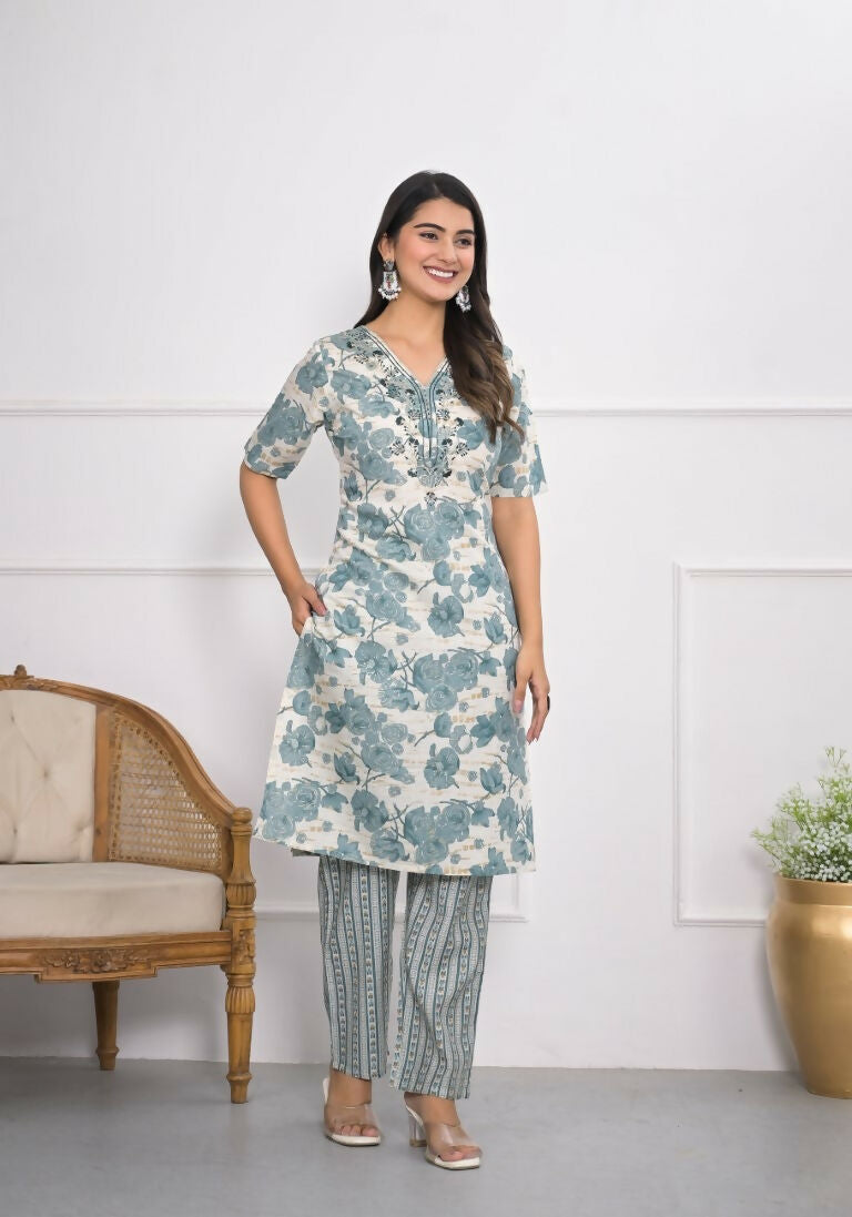 Festive Wear Ethnic Off White chanderi Stitched Suit - Anbazaar | Grocsy