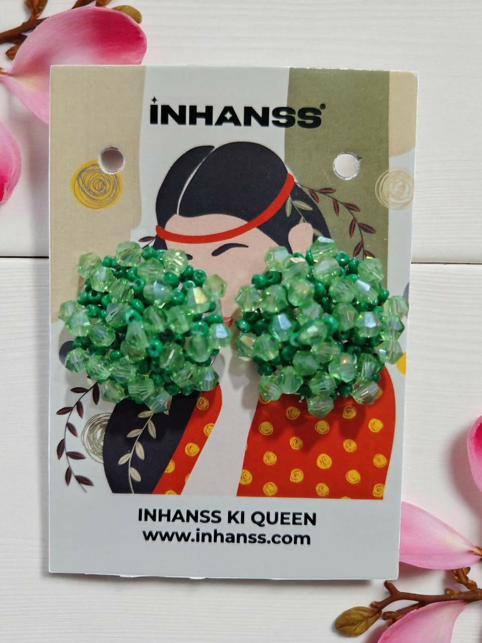 Inhanns Small Statement Studs Earrings - Sea Green | Grocsy