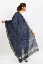 Mominos Fashion Moeza Women's Cotton Zari Box Navy Blue Dupatta | Grocsy