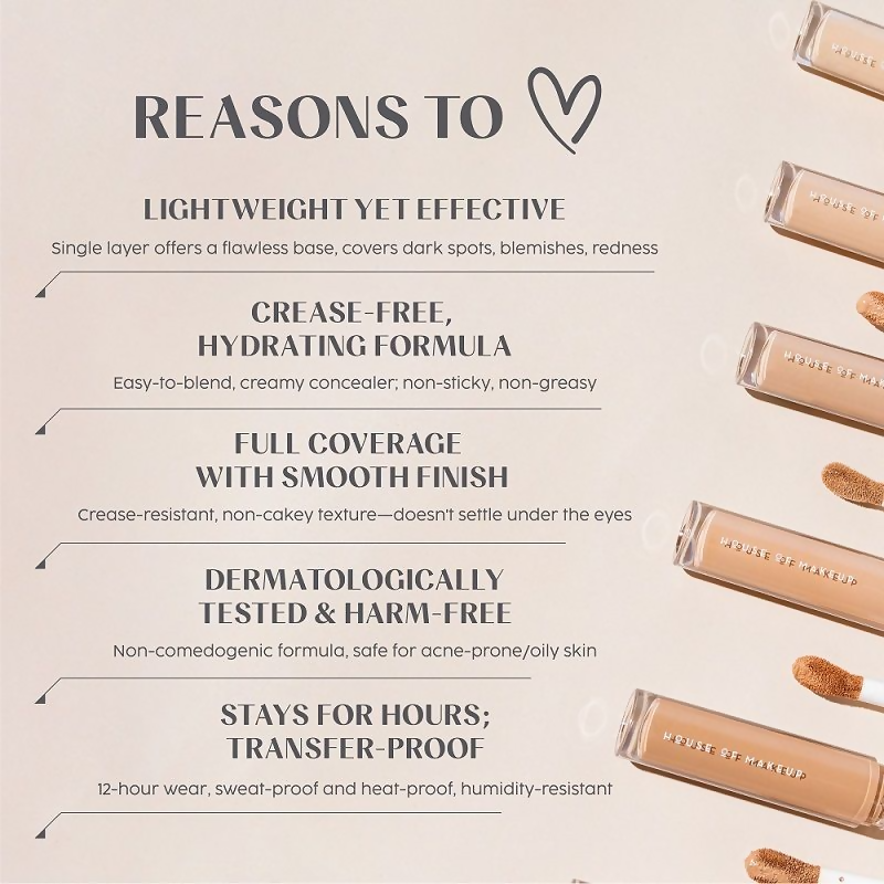 House Of Makeup Zoom In Crease-Free, Creamy Concealer - M02 Medium Skin Tone | Grocsy