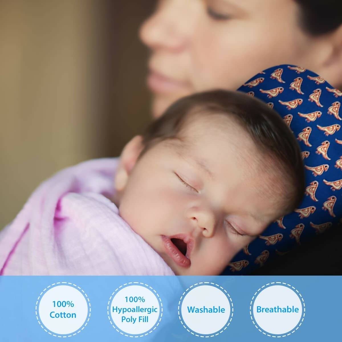 AHC Shoulder Sleeping Pillow for New born - 100% Cotton | Grocsy