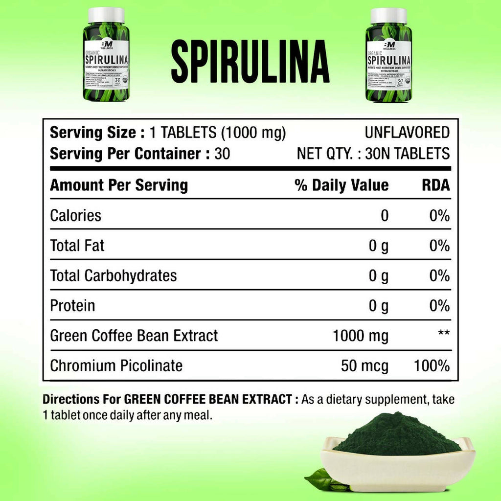 BM Wellness Organic Spirulina Tablets | Grocsy