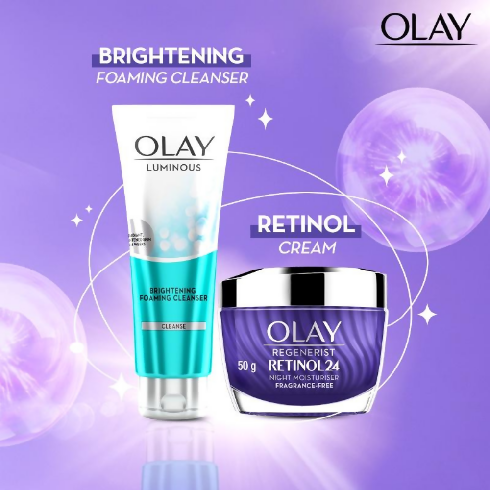 Olay Retinol Kit For Overnight Repair, Anti-Ageing Night Cream With Cleanser | Grocsy