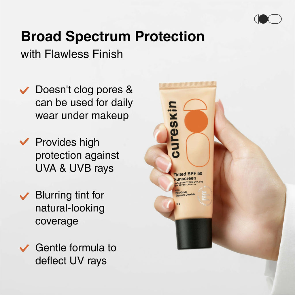 Cureskin Mineral Sunscreen Matte Finish Tinted SPF 50 PA++++ | Grocsy