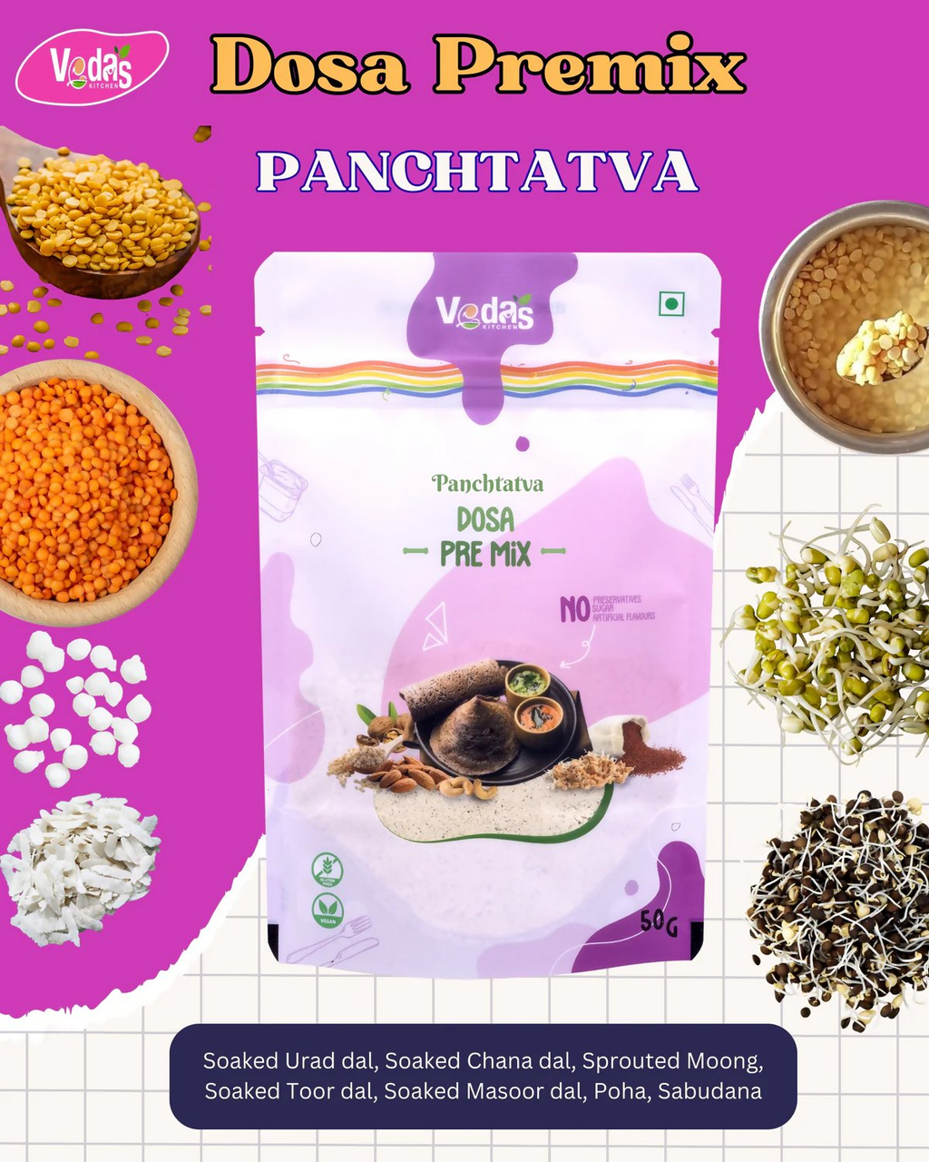 Vedas Kitchen Panchtatva Dosa | Grocsy