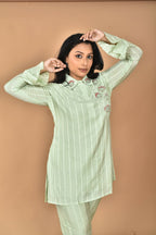 Morchari Women And Hand Embroidery Co-Ords-Green | Grocsy