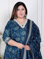Miravan Plus Size Women'S Jashn Hand Block Printed Ethnic Anarkali Kurta And Dupatta | Grocsy