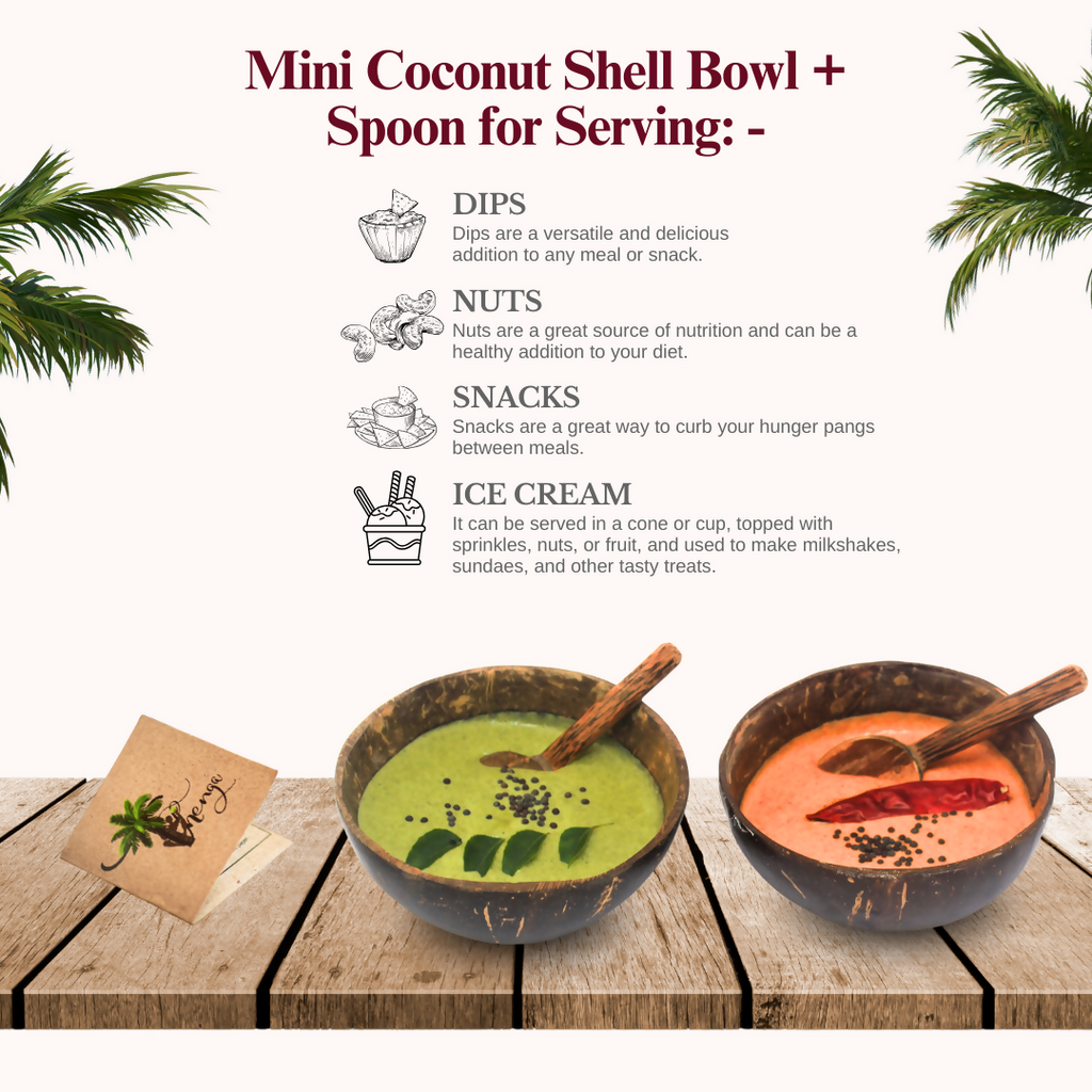 Thenga Artisan Mini Coconut Shell Bowl with Spoon | Grocsy