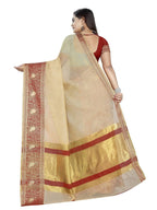 Vamika Banarasi Jaquard Cream Weaving Saree | Grocsy