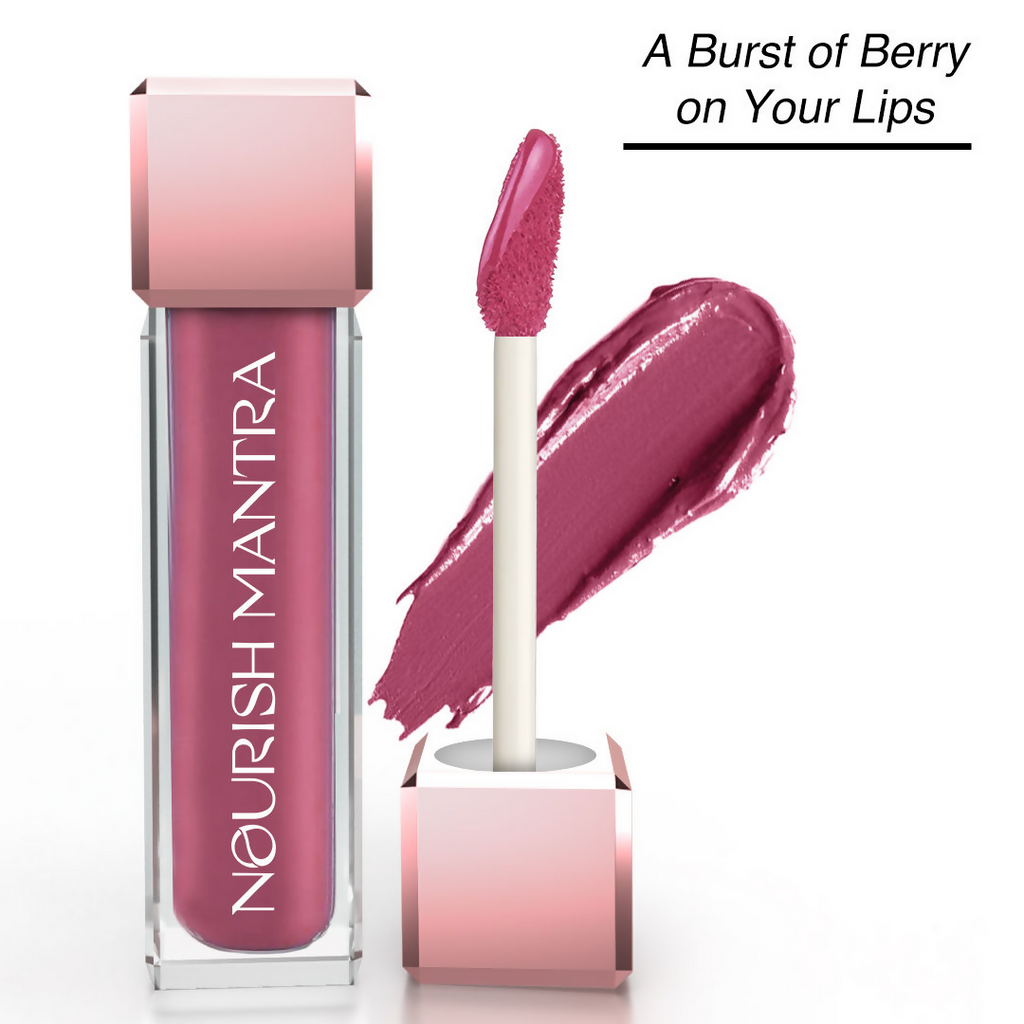 Nourish Mantra Liquid Lipstick Creamy Matte with SPF / Water Proof, Smudge Proof Shade-Berry Dhamaka | Grocsy