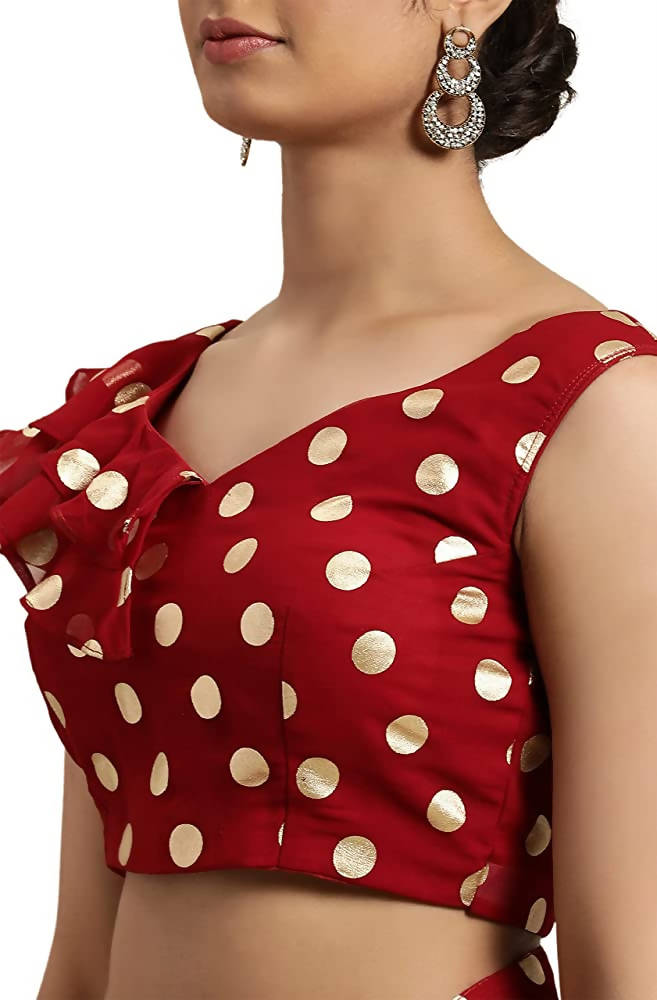 Janasya Women Women's Red Poly Georgette Printed Saree With Blouse Piece | Grocsy