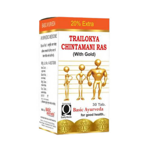 Basic Ayurveda Trailokya Chintamani Ras with Gold | Grocsy