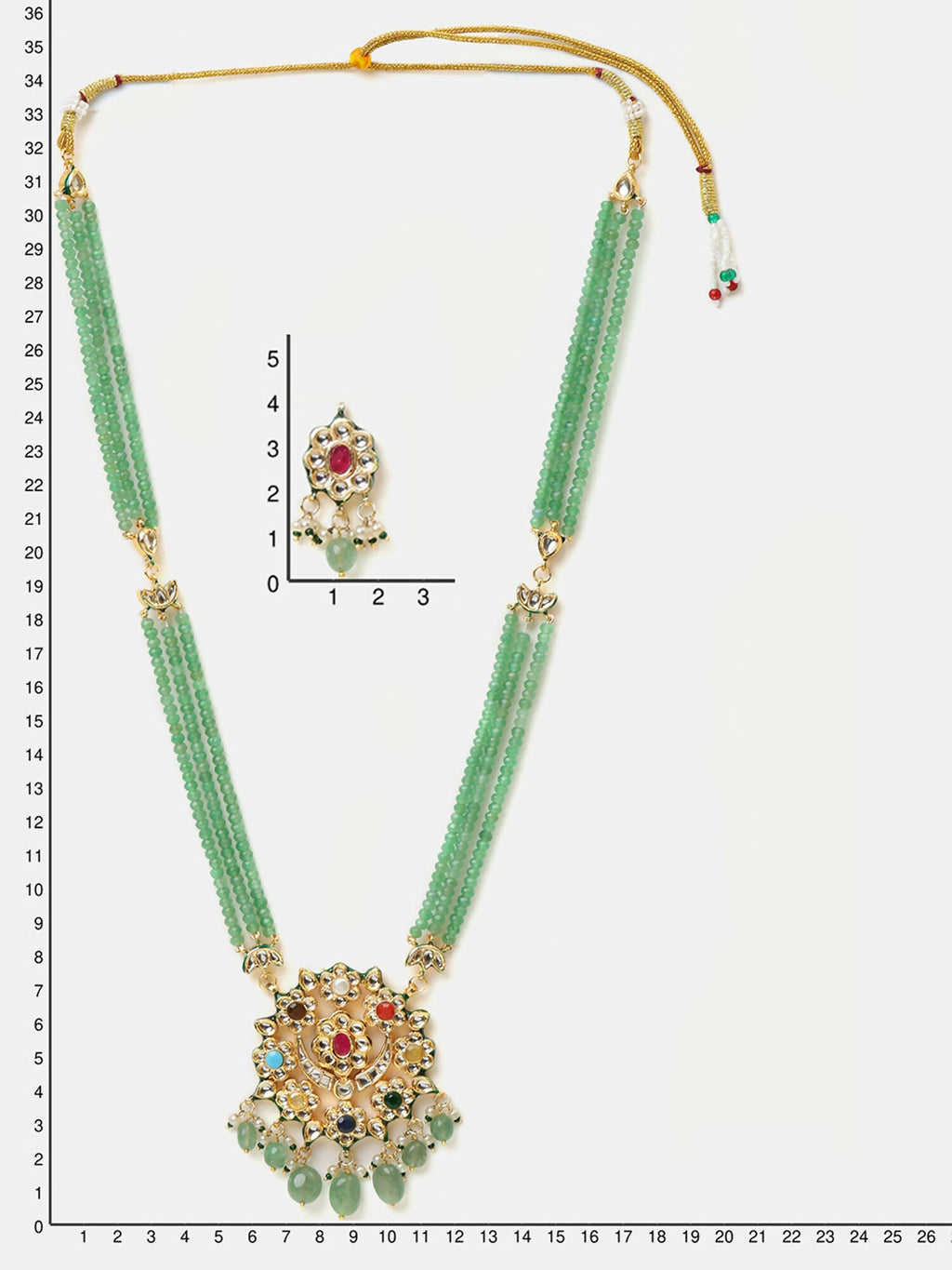 Ruby Raang Long Kundan Neckpiece With Earrings | Grocsy