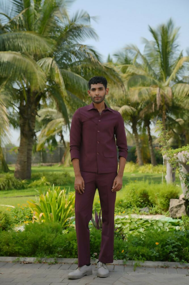 Mono Merge Burgundy Shacket by Hilo Design | Grocsy