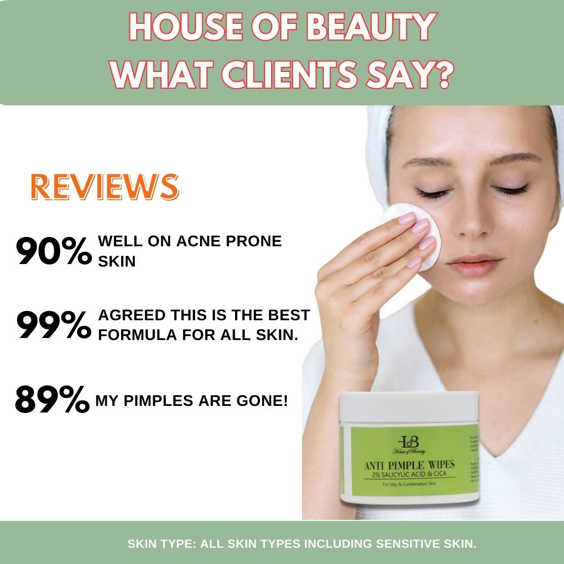 House of Beauty Anti Pimple Wipes | Grocsy