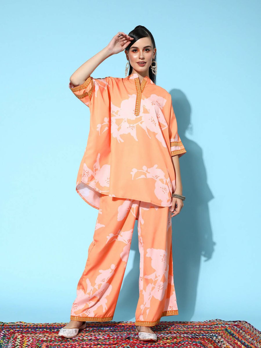 Ahalyaa Women's Traditional Wear Co-ods - Orange | Grocsy