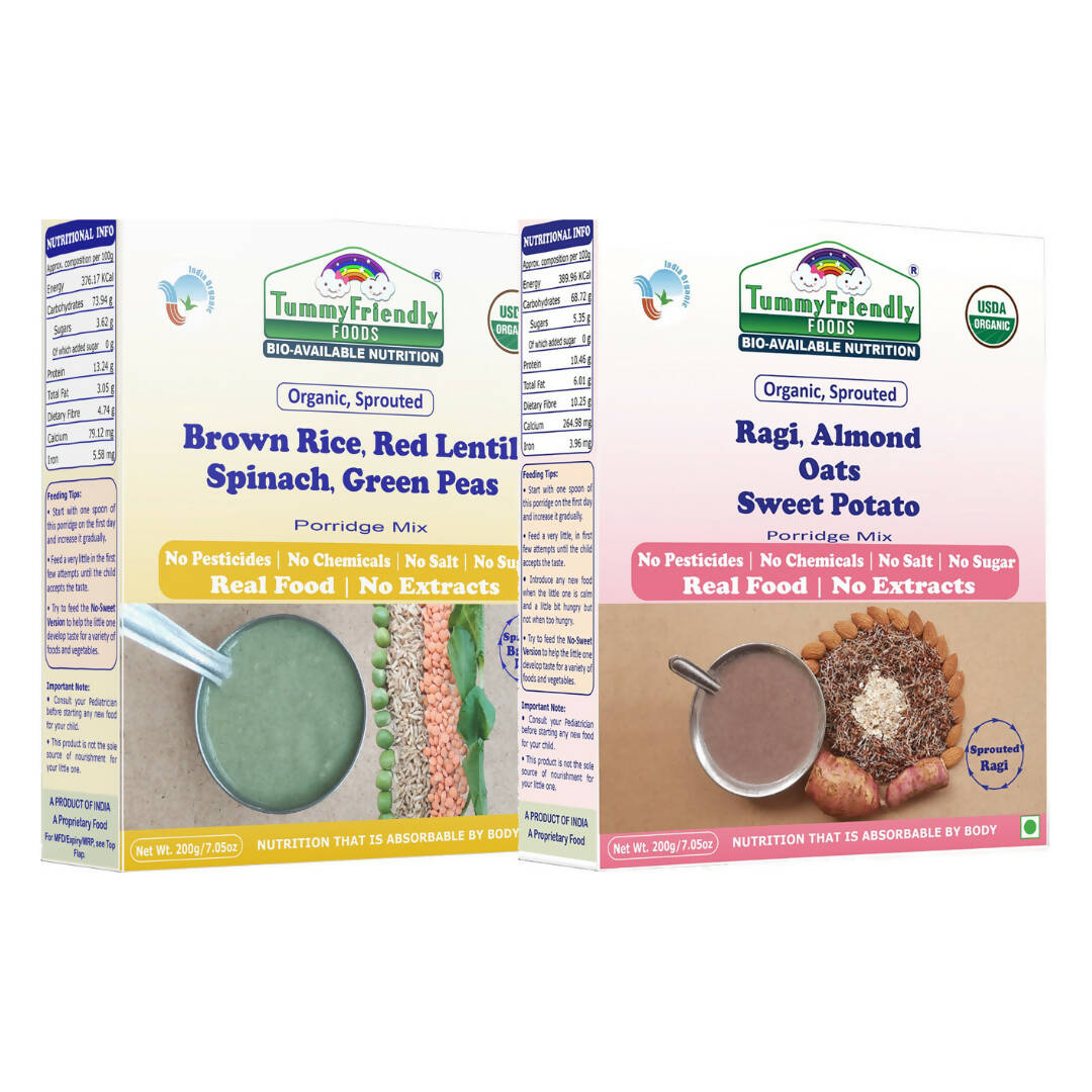 TummyFriendly Foods Stage3 Porridge Mixes for 8 Months Old Baby Ragi, Brown Rice Combo | Grocsy