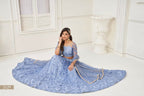 Aastha Fashion Neon Blue Butterfly Net Tone To Tone Thread Work, Sequence Work Embroidery With Original Mirror Handwork Wedding Wear Lehenga Choli | Grocsy
