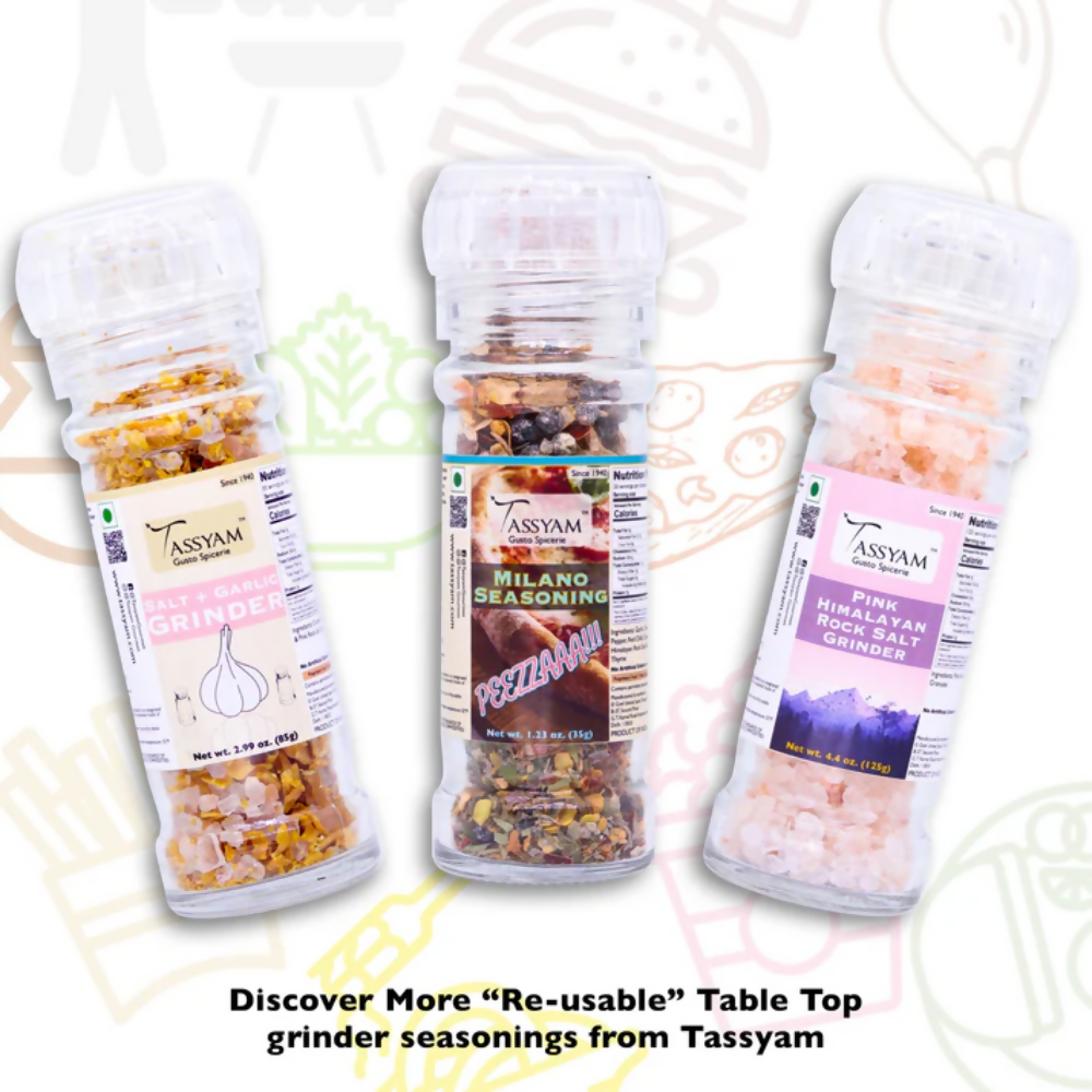 Tassyam Organics Pink Salt Granules Grinder Bottle | Grocsy