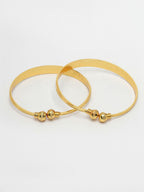 NVR Women's Set of 2 Gold-Polished Handcrafted Adjustable Bangles | Grocsy