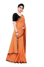 Vamika Orange Malai Silk Printed Saree (Zigzag Orange) | Grocsy