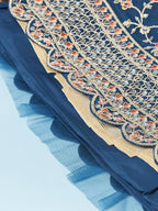 House of Panchhi Teal Net Semi stitched Coding and Mirror Work Lehenga Choli | Grocsy