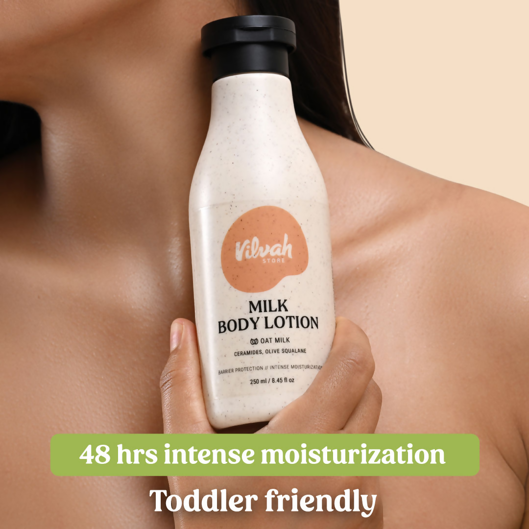Vilvah Store Milk Body Lotion With Oat Milk, Ceramides & Olive Squalane | Grocsy