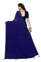 Vamika Navy Georgette Embroidery Saree (GULABO NAVY) | Grocsy