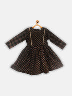 Ahalyaa Black Color Crepe Printed kids Kurta Palazzo Set For Girls | Grocsy