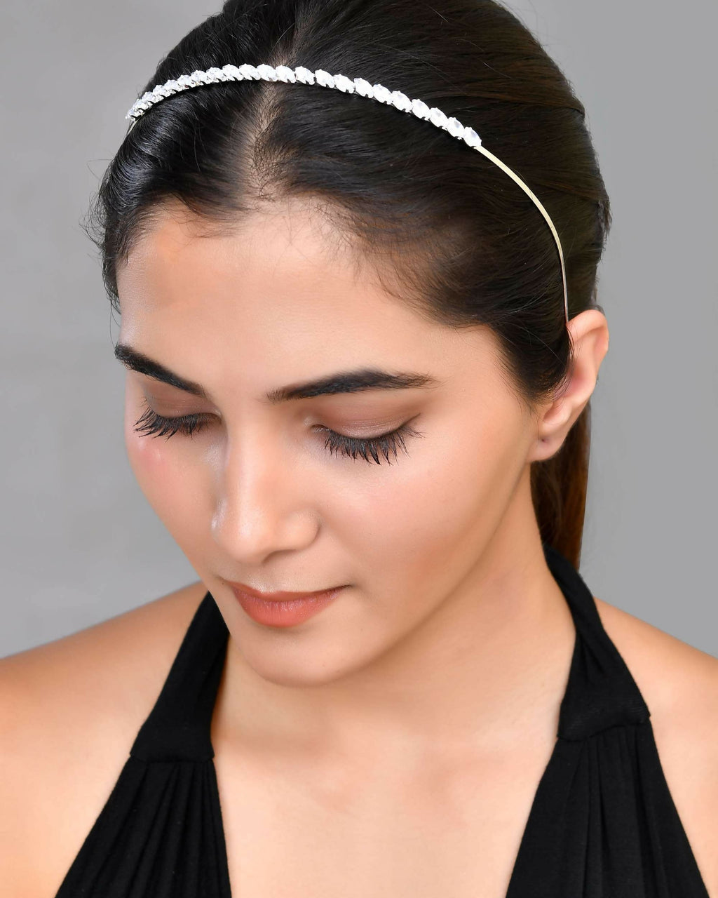VOJ Silver Plated AD Studded Hairband | Grocsy