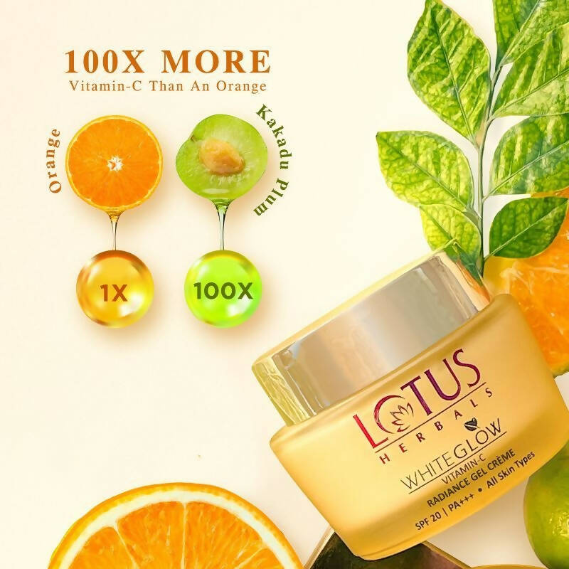 Lotus Herbals Whiteglow Vitamin-C Radiance Gel Crème SPF-20 PA+++ | Grocsy