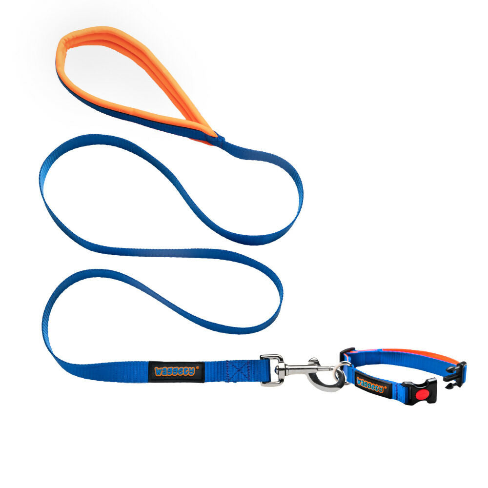 Waggety Dog Leash - Durable Blue Polyester, Length - 5Ft, Comfortable Grip, Stylish Pet Leash for Dogs | Grocsy