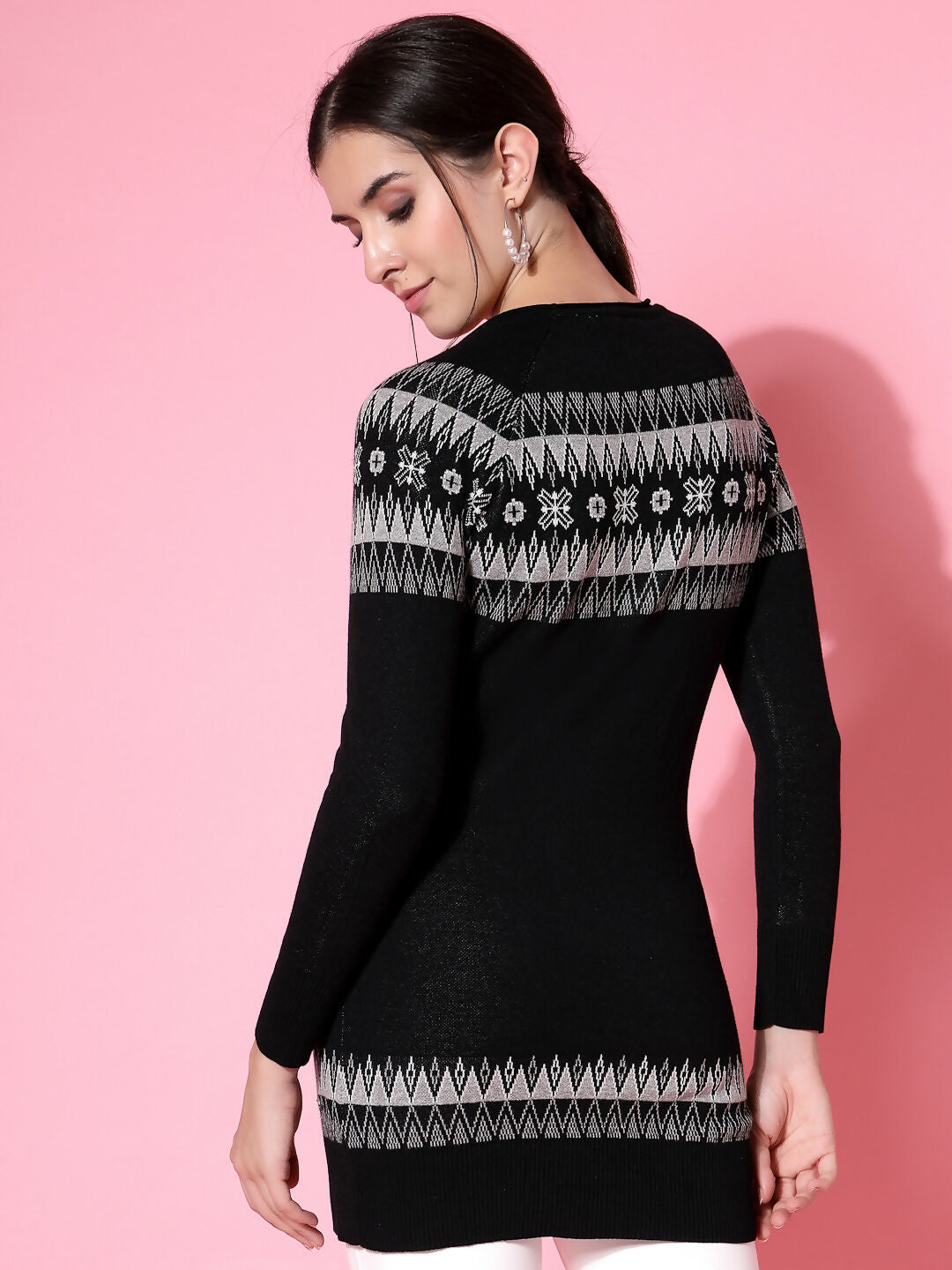 Women Winter Black Cotton Dress - Wool Trees | Grocsy