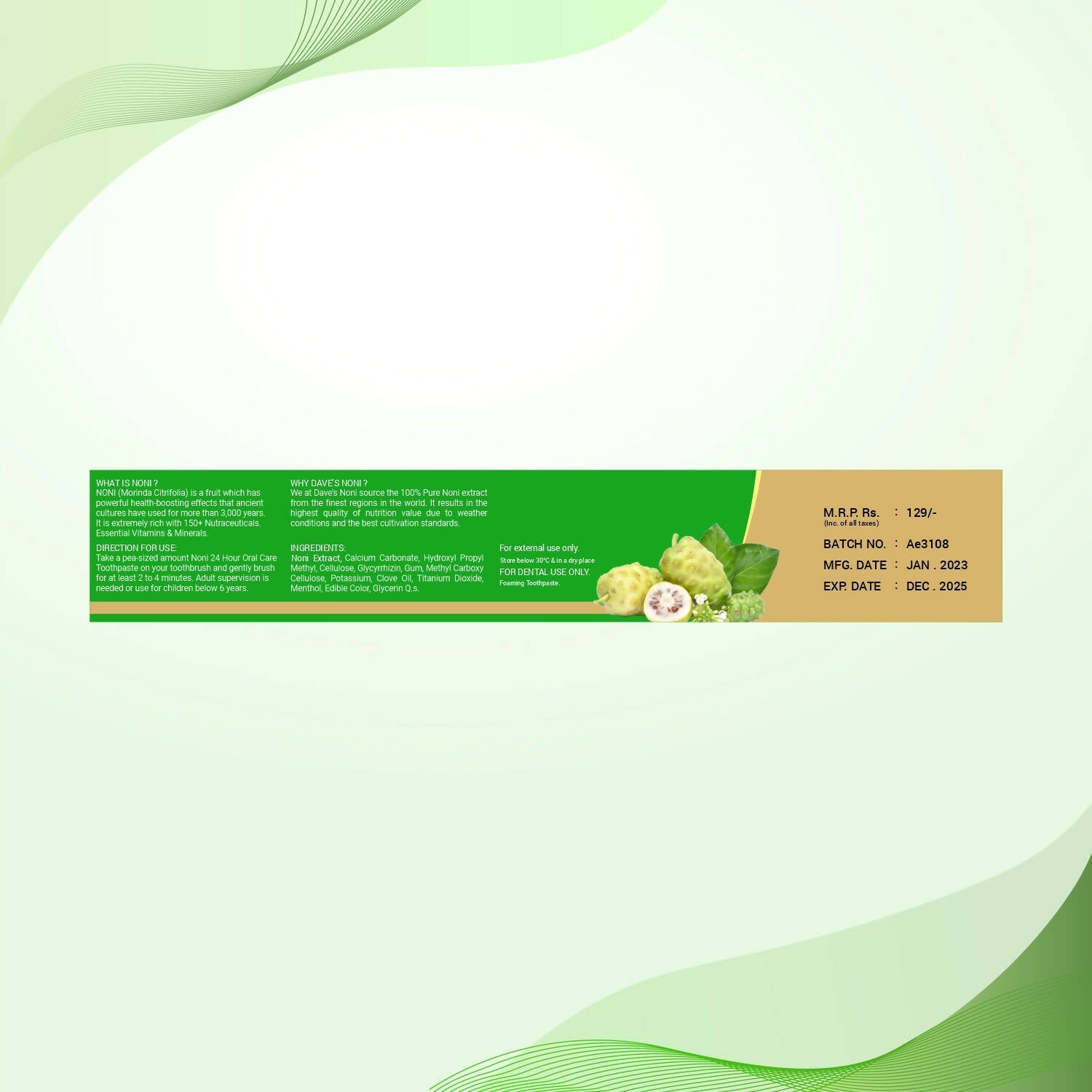 The Dave's Noni 24 Hour Oral Care Toothpaste | Grocsy