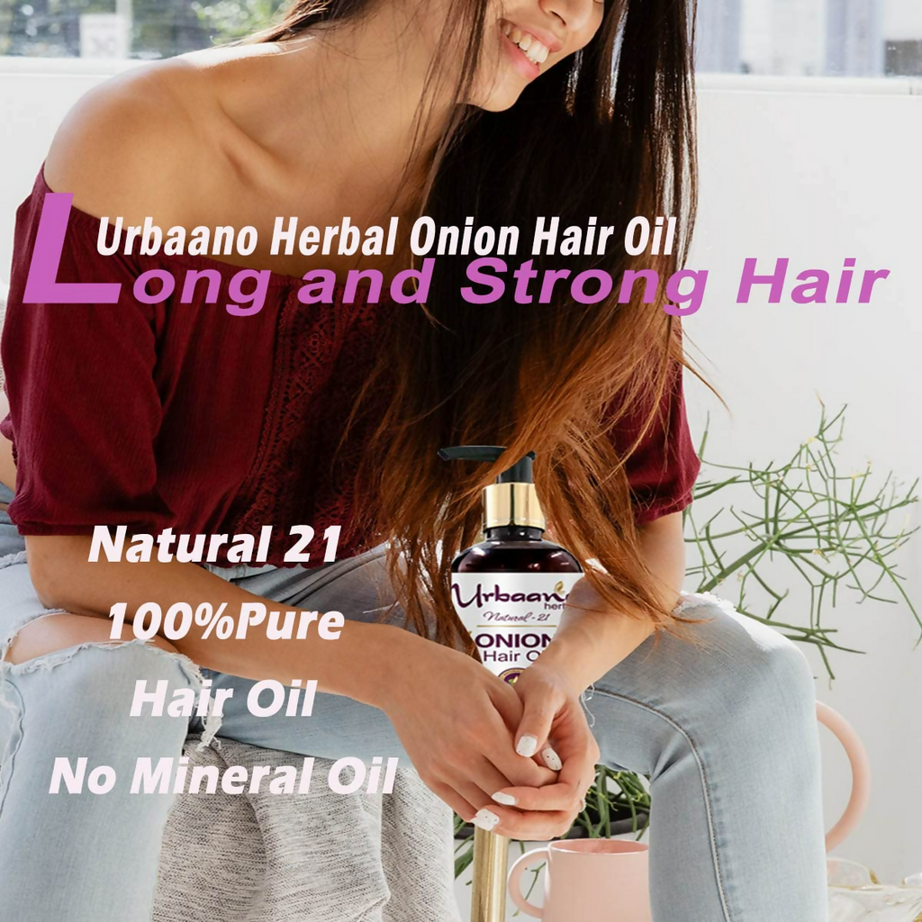 Urbaano Herbal Natural 21 Onion Hair Oil & Fermented Rice Extract Rich Shampoo | Grocsy