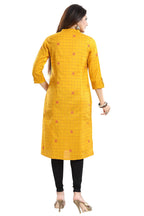Snehal Creations Checkered Print Yellow Long Cotton Kurti | Grocsy