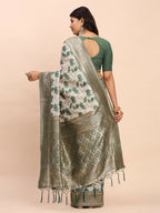Shree Shyam Fashion Linen Cotton Green Saree | Grocsy